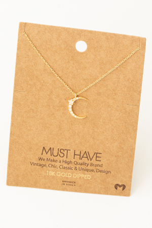 Pave Moon Pendant Necklace