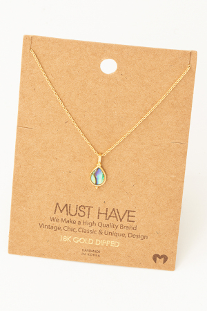 Mother Of Pearl Teardrop Pendant Necklace