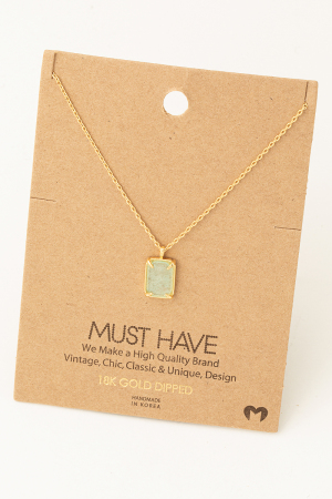 Rectangle Stone Pendant Necklace