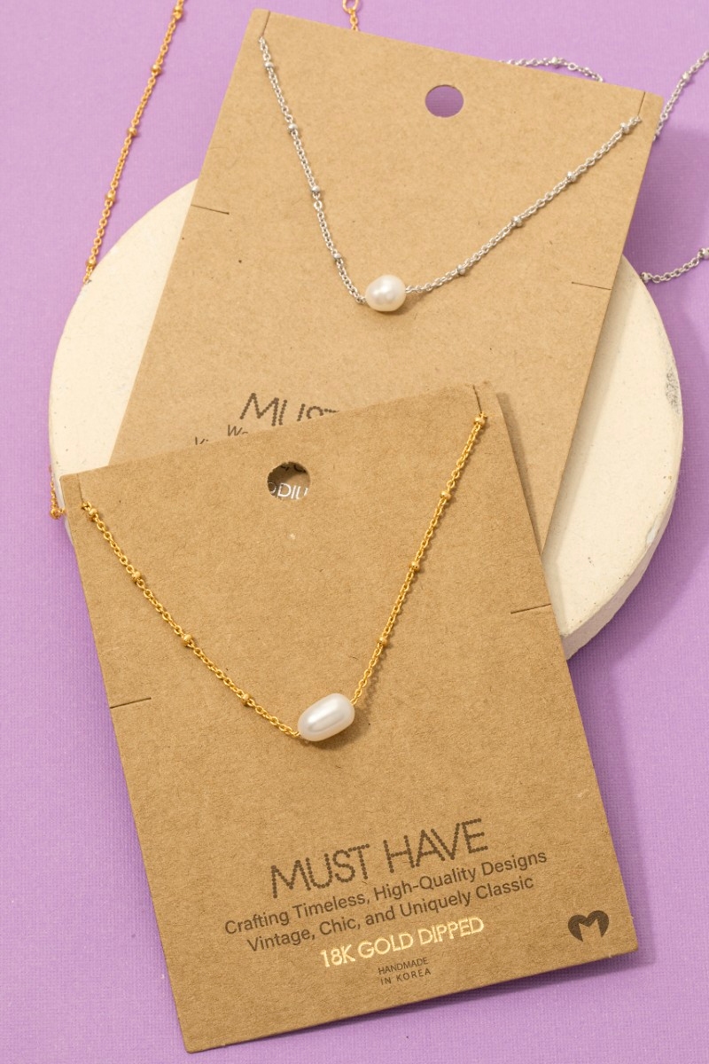 Gold Dipped Pearl Pendant Necklace