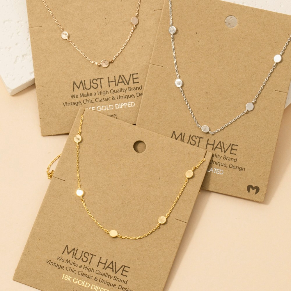 Dainty Circle Disc Station Necklace