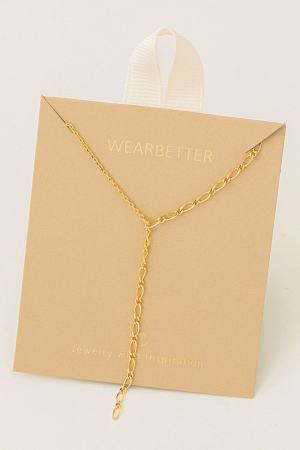 Thin Dainty Oval Y Chain Necklace