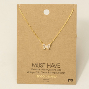 Mini Rhinestone Butterfly Pendant Necklace
