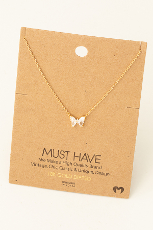 Mini Rhinestone Butterfly Pendant Necklace