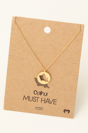 Oahu Island Coin Pendant Necklace