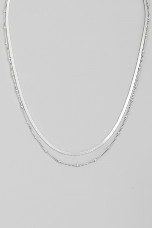 Double Layered Herringbone Chain Link Necklace