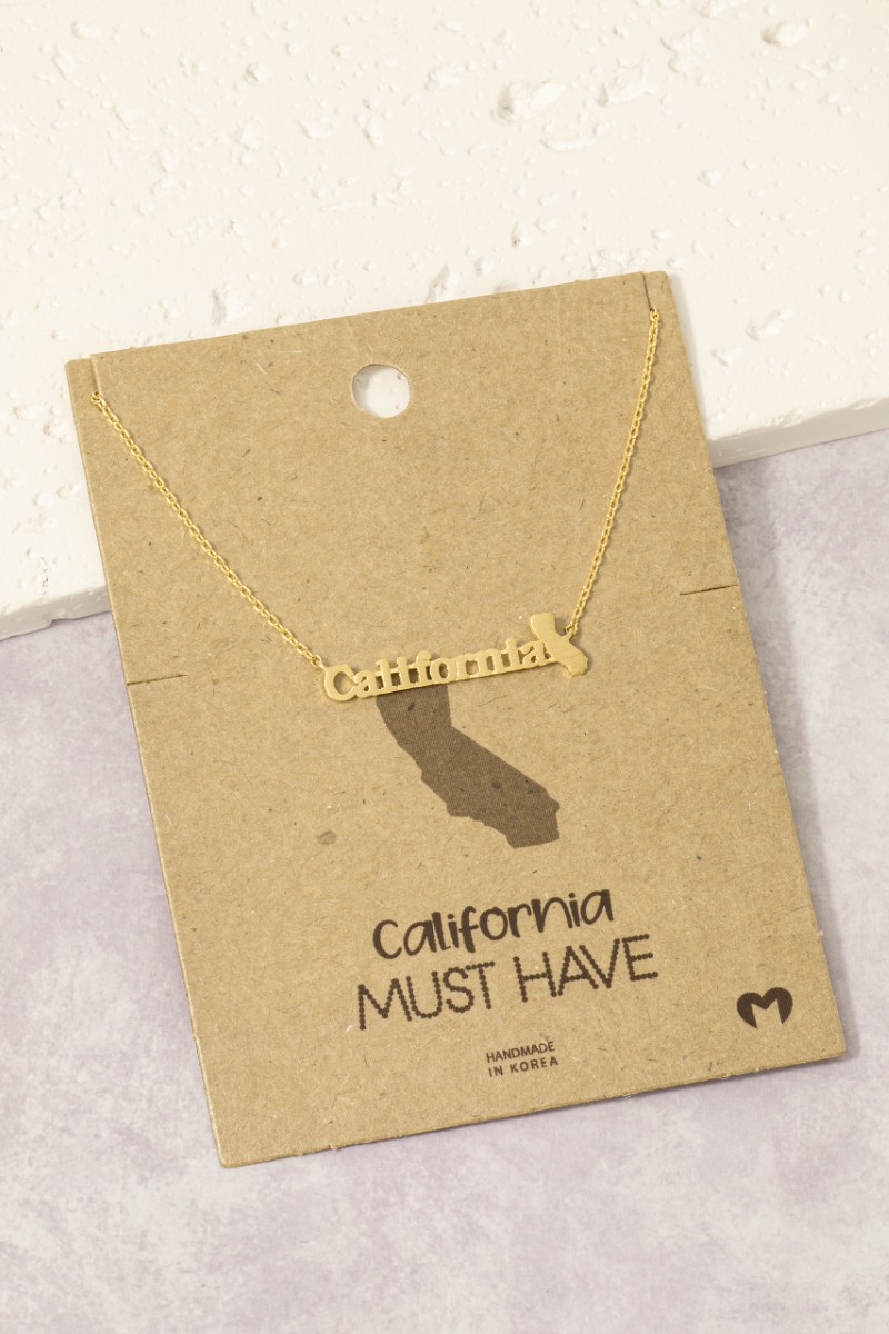 Gold Dipped California Print State Necklace