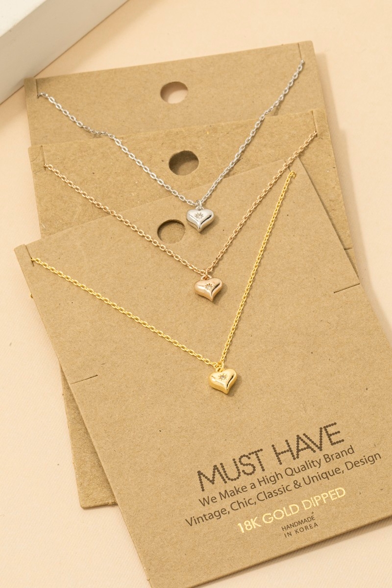 Gold Dipped Mini Heart Pendant Necklace