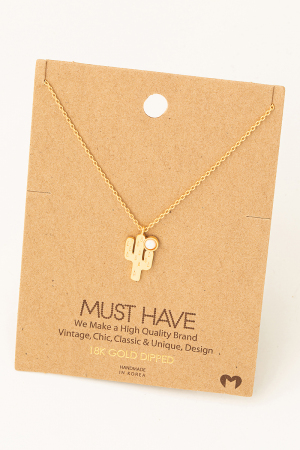 Opal Cactus Pendant Necklace