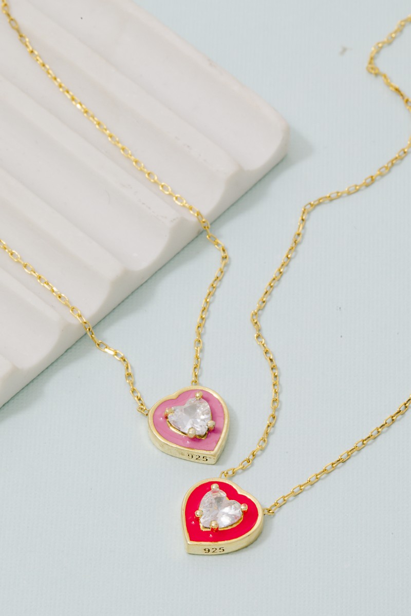 Heart Rhinestone Pendant Necklace