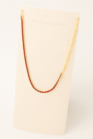 Sterling Silver Rhinestone Chain Necklace