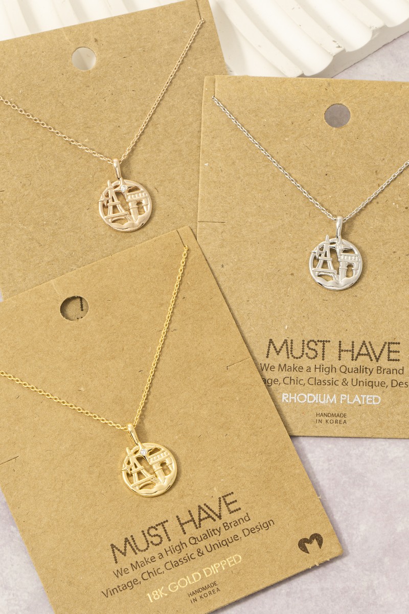 Eiffel Tower Coin Pendant Necklace