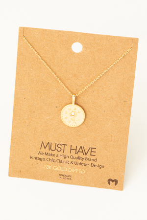 Flower Coin Pendant Necklace