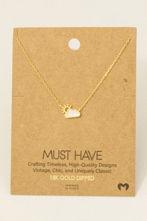 Gold Dipped Cloud Sun Pendant Necklace