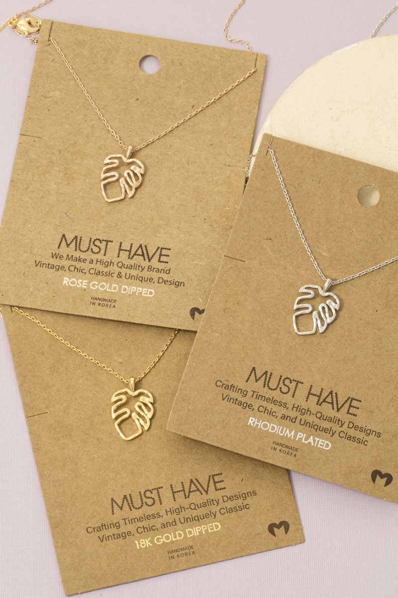 Monstera Cutout Pendant Necklace