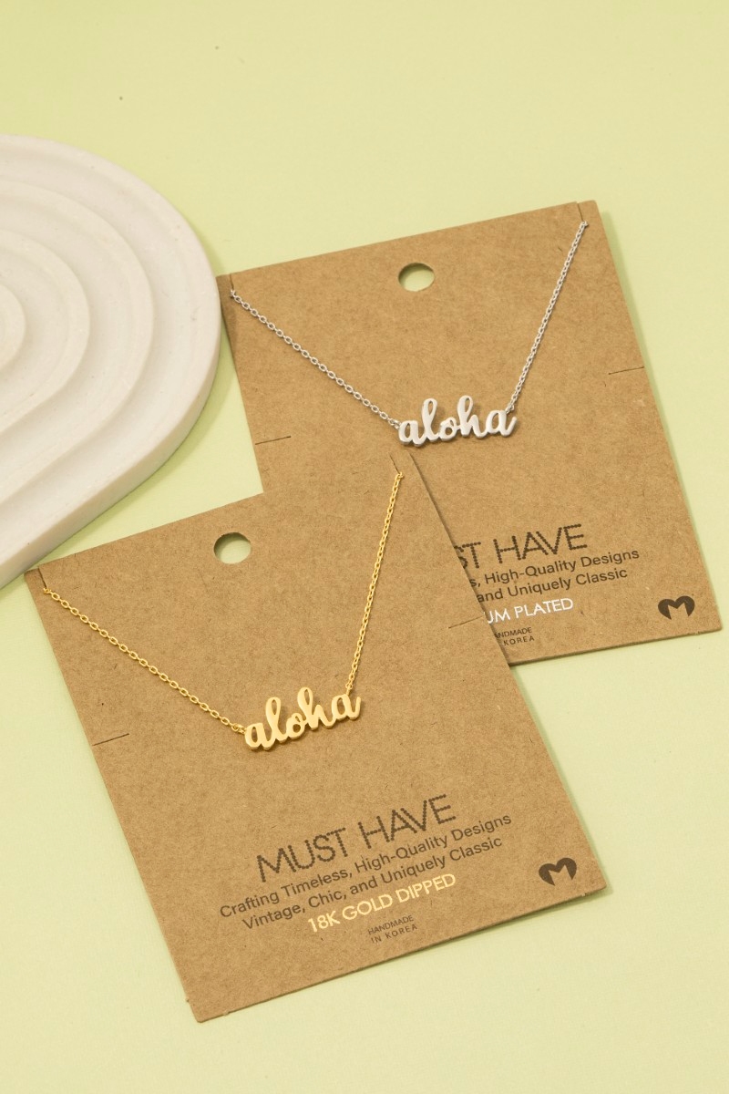 Handwritten Aloha Print Charm Necklace
