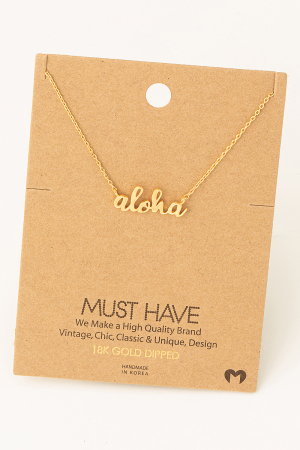 Handwritten Aloha Print Charm Necklace