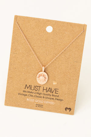 Shining Sun Oval Pendant Necklace