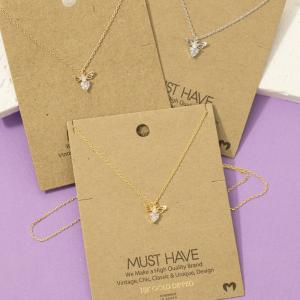 Mini Rhinestone Bee Pendant Necklace
