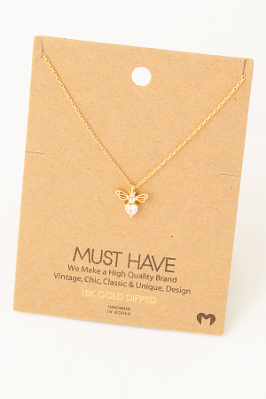 Mini Rhinestone Bee Pendant Necklace