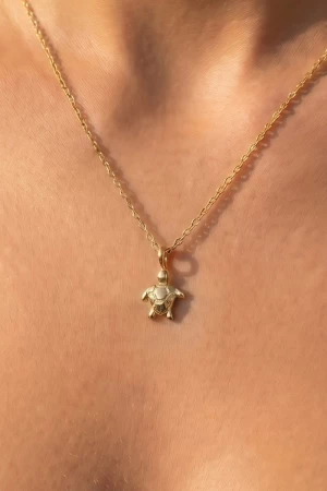 Gold Dipped Turtle Pendant Necklace