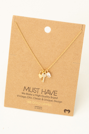 Heart Lock Key Charm Necklace