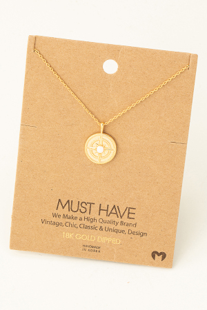 Compass Coin Pendant Necklace