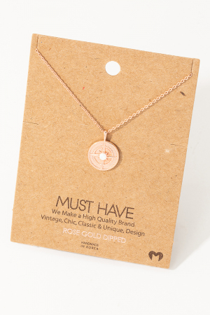 Compass Coin Pendant Necklace
