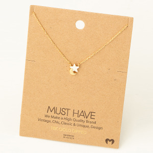 Mini Star Moon Charm Necklace