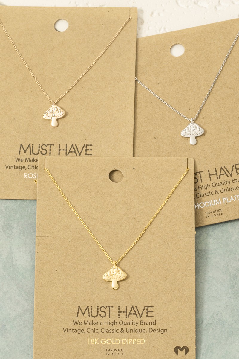 Gold Dipped Mushroom Pendant Necklace