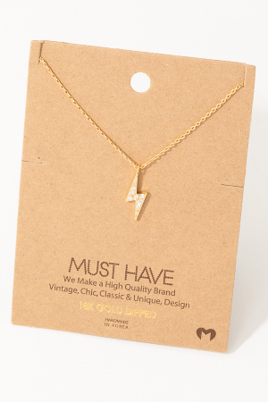 Pave Lightning Bolt Pendant Necklace