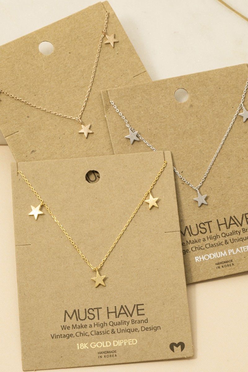 Gold Dipped Dainty Star Station Necklace