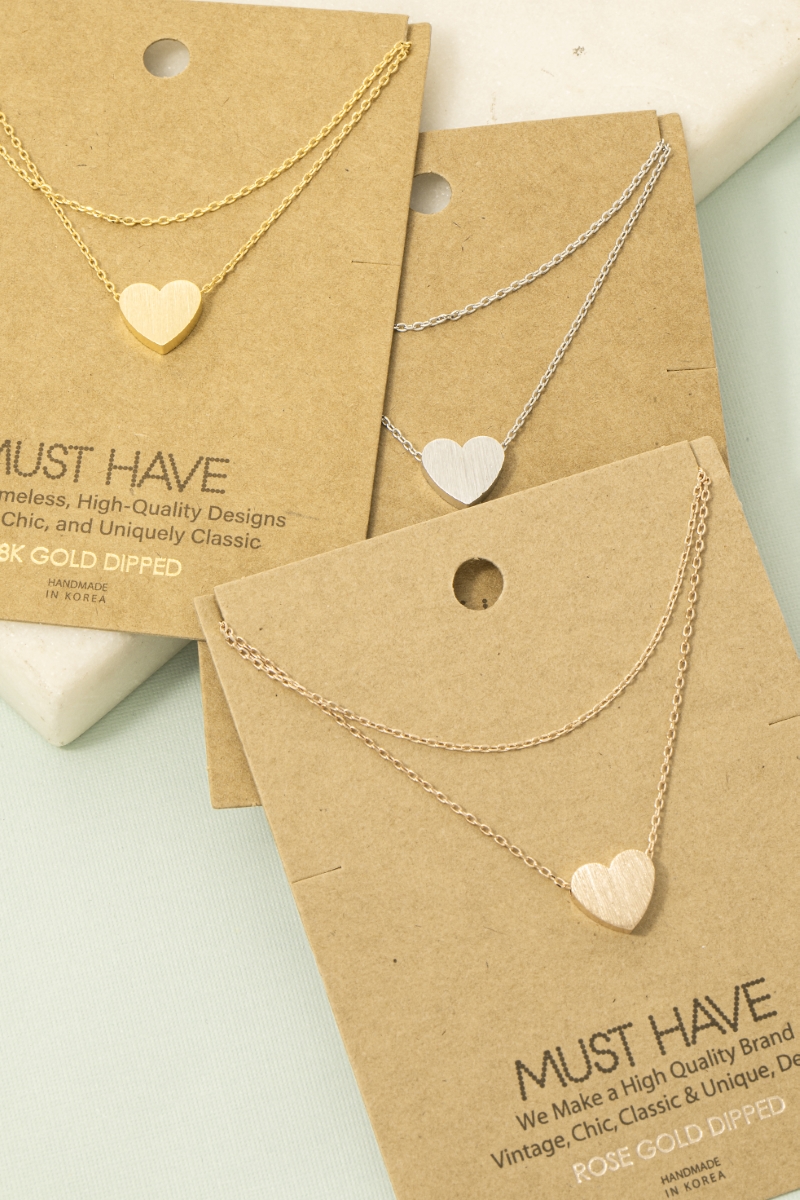 Dainty Layered Chain Heart Charm Necklace