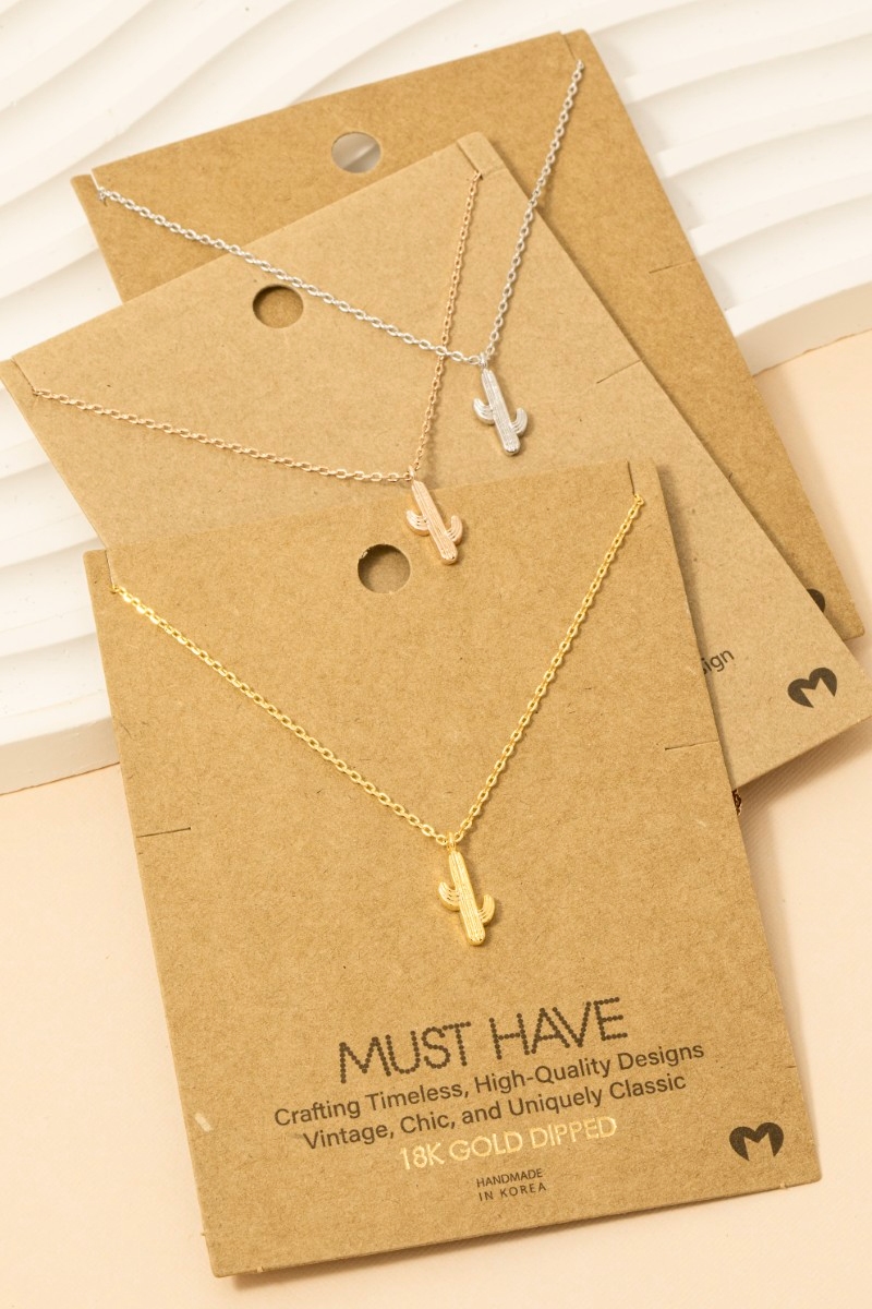 Dainty Cactus Pendant Necklace