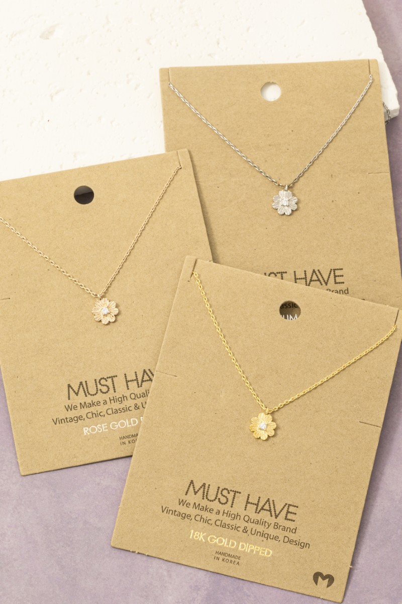 Gold Dipped Dainty Flower Pendant Necklace