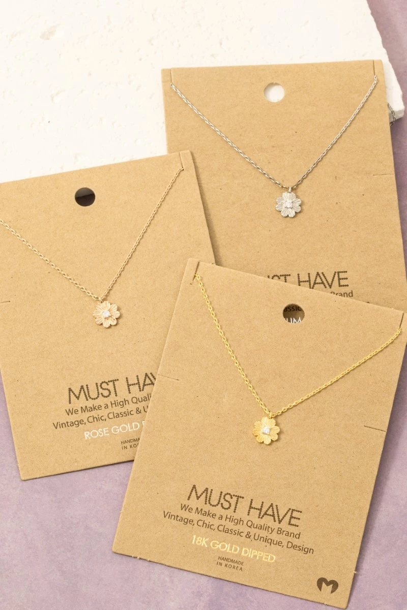 Gold Dipped Dainty Flower Pendant Necklace