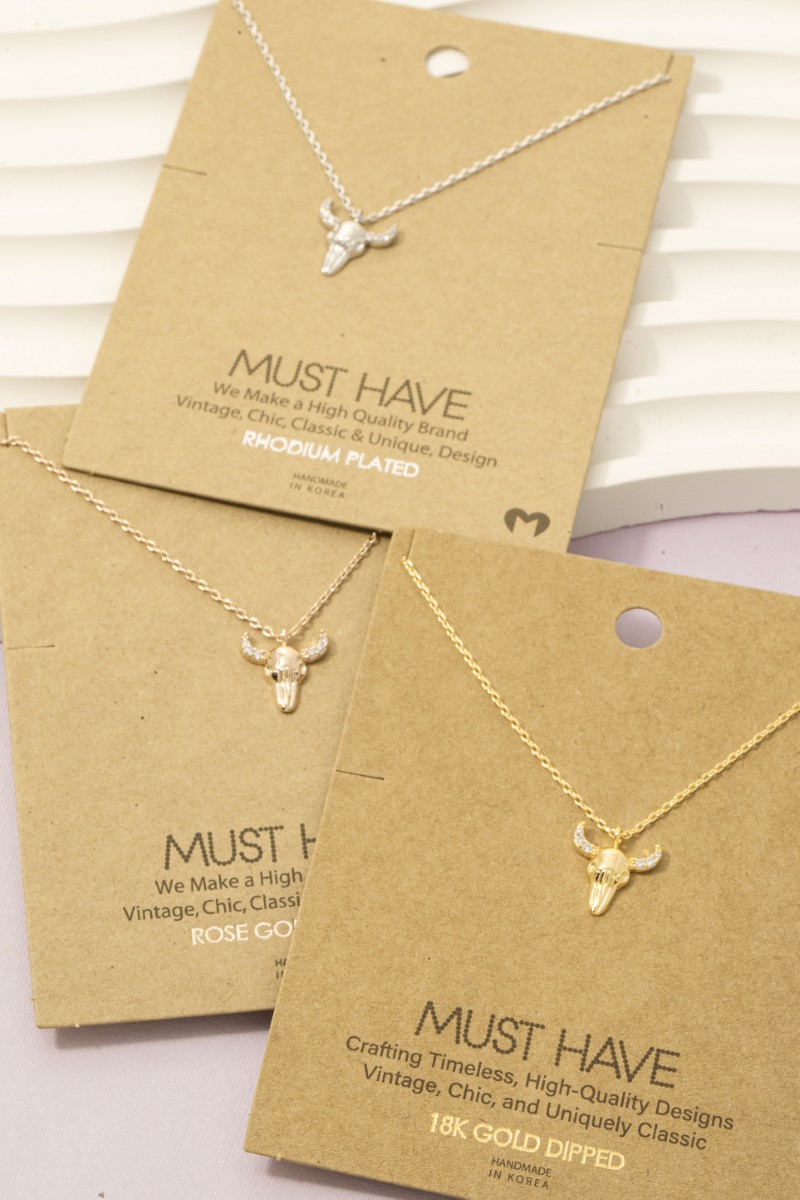 Gold Dipped Buffalo Head Pendant Necklace