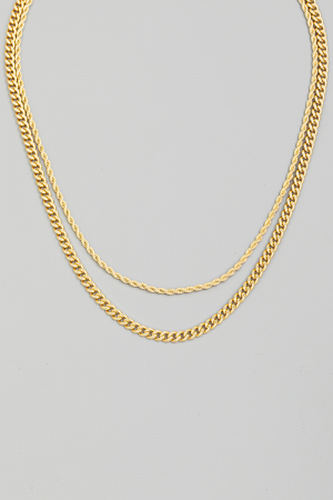 Rope And Curb Chain Layered Necklace