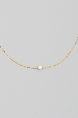Dainty Chain Pearl Charm Necklace