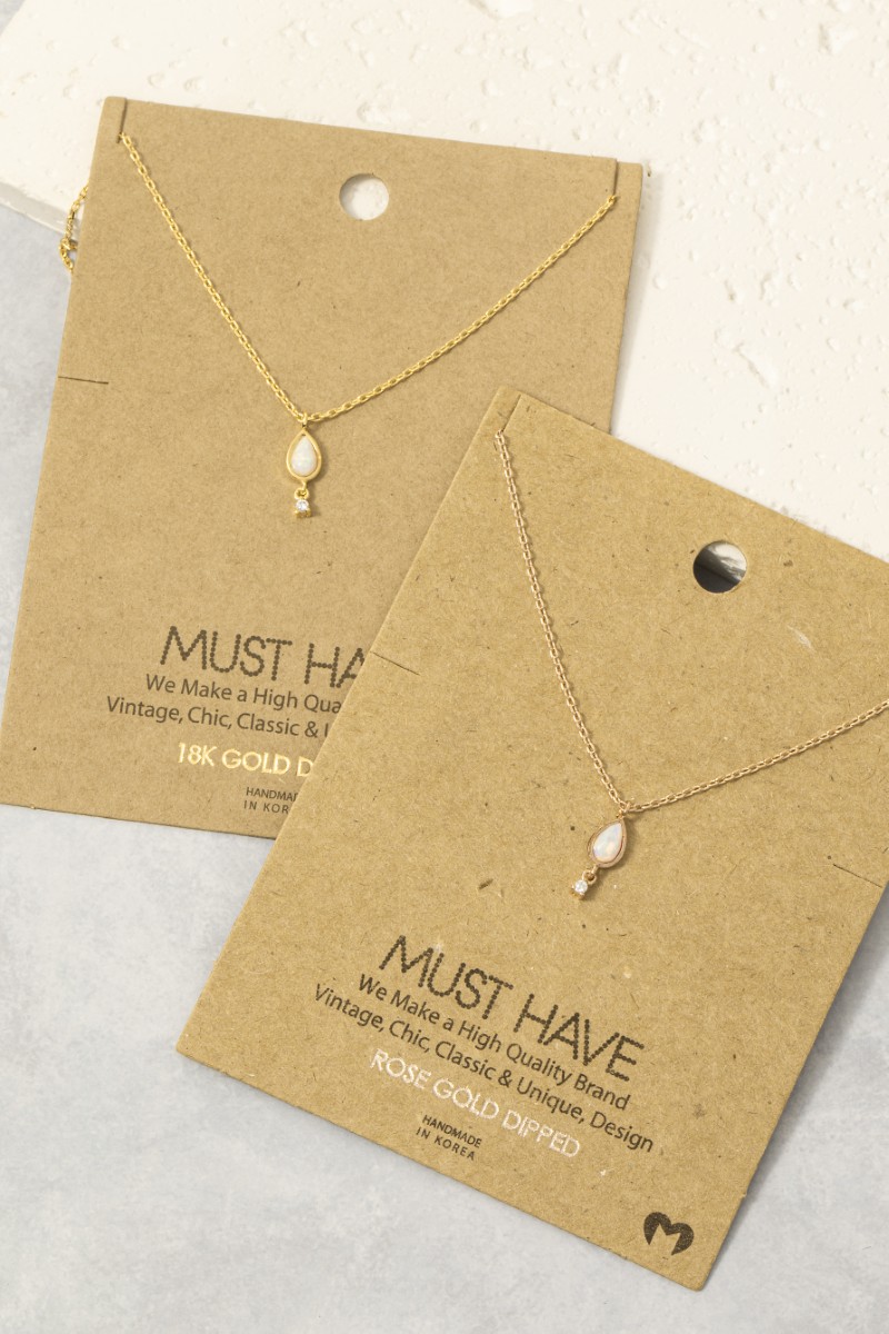 Opal Teardrop Pendant Necklace