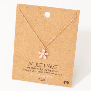 Pave Flower Pendant Necklace