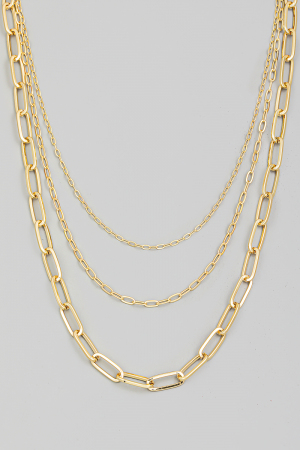 Triple Oval Chain Link Necklace