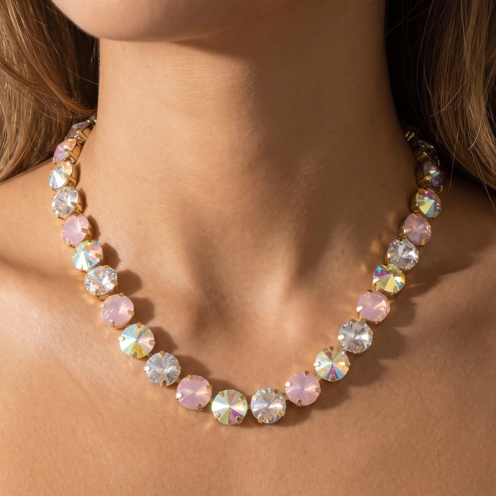 Iridescent Pastel Crystal Collar Necklace