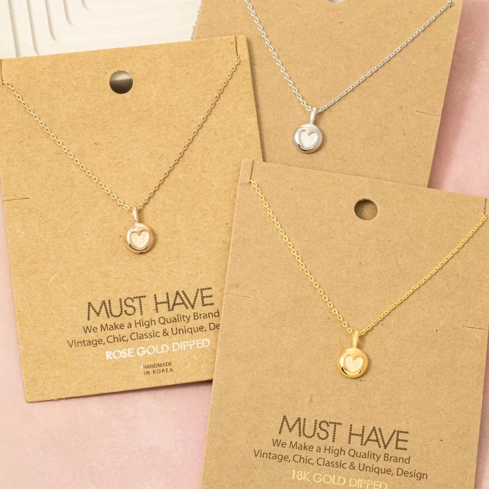 Gold Dipped Mini Coin Heart Pendant Necklace