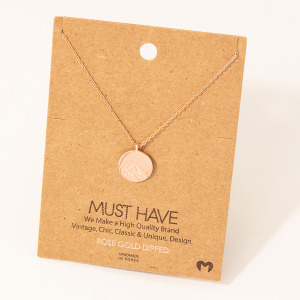 Etched Mountain Coin Pendant Necklace