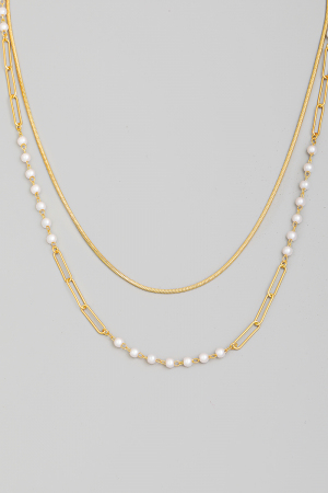 Double Chain Bead Layered Necklace
