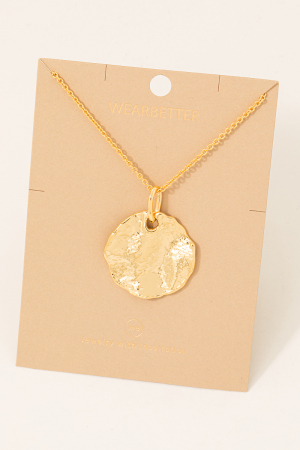 Warped Metallic Coin Necklace