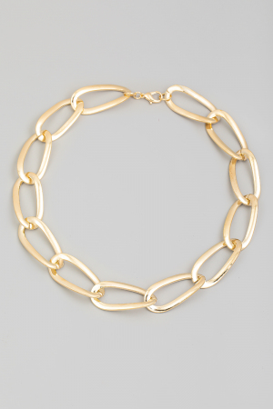 Metallic Oval Hoop Chain Necklace