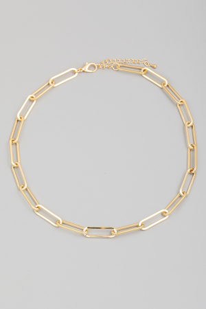 Metallic Long Oval Classic Chain Link Necklace