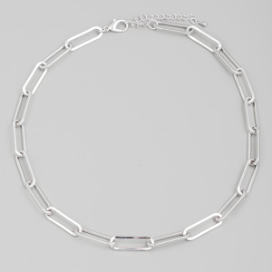 Metallic Long Oval Chain Link Necklace